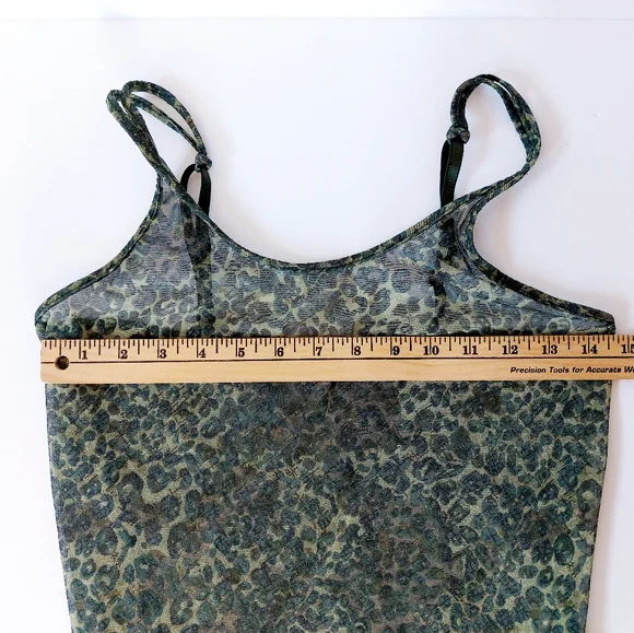 Y2k Green Cheetah Print (camo) Sheer Negligee Small Victoria Secret Boudoir 2000